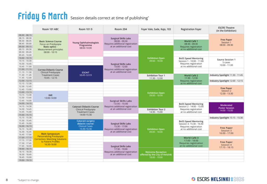 ESCRS Winter Meeting Programme Friday 6 March 2026