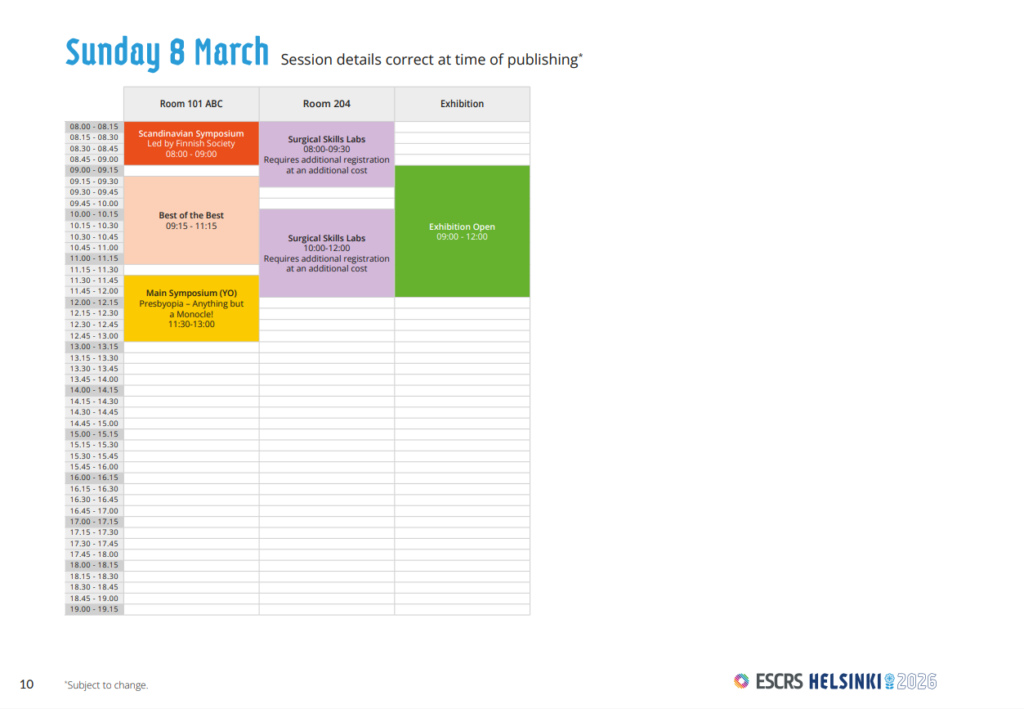 ESCRS Winter Meeting 2026 Sunday 8 March Programme